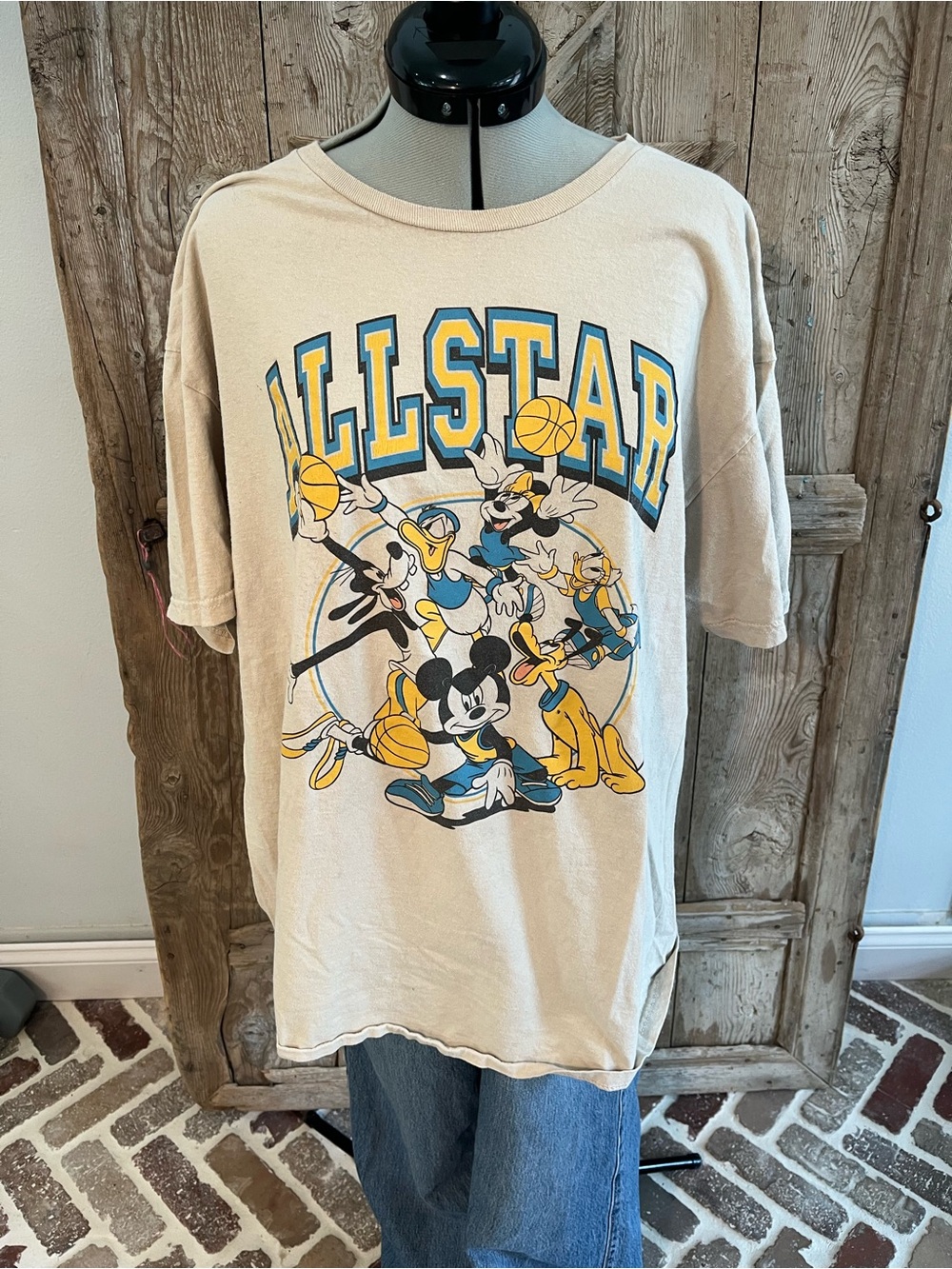 Disney Cotton Basketball Graphic Tee with Blue & Yellow Accents